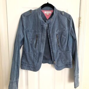 TOMMY HILFIGER JEANS Vintage Y2K Corduroy Blue Moto BomberJacket Size Large